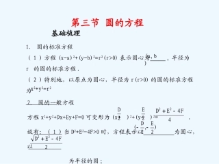 《学案与测评》2011年高考数学总复习 第九单元第三节 圆的方程精品课件 苏教版