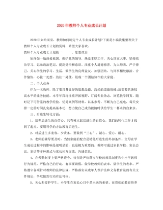 2020年教师个人专业成长计划
