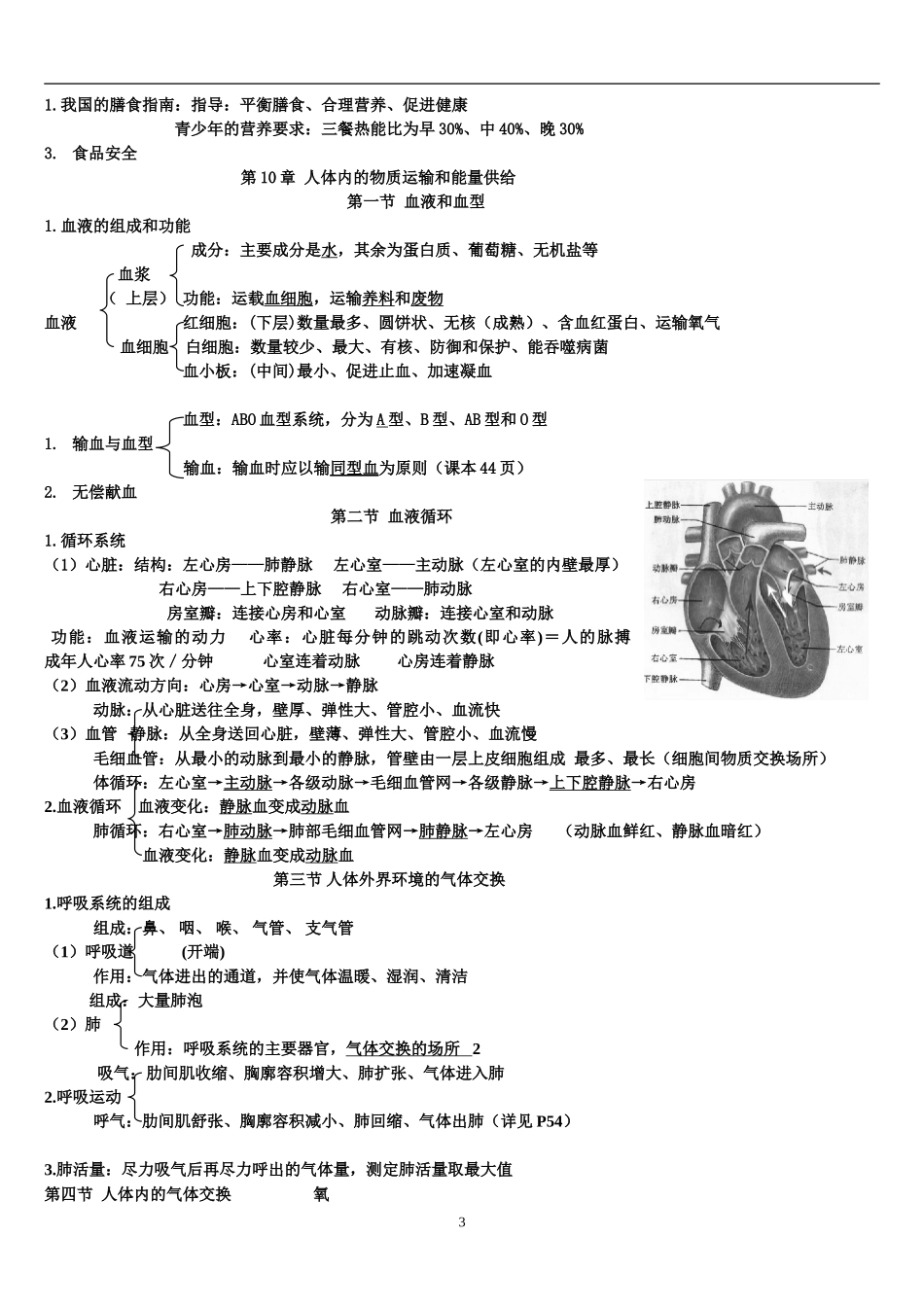 七年级下册苏教版生物复习提纲_第3页