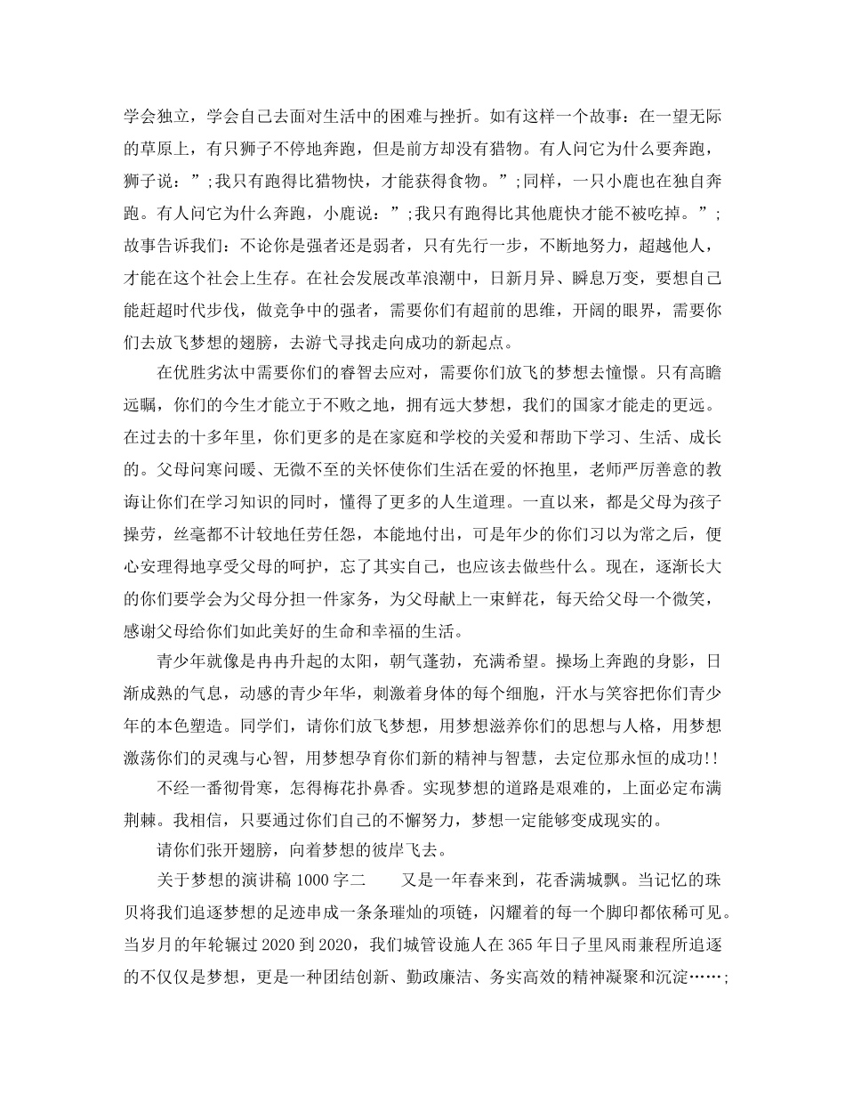 关于梦想的演讲稿1000字优秀作品4篇 _第2页