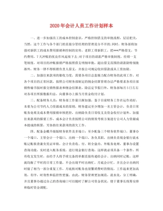2020年会计人员工作计划样本