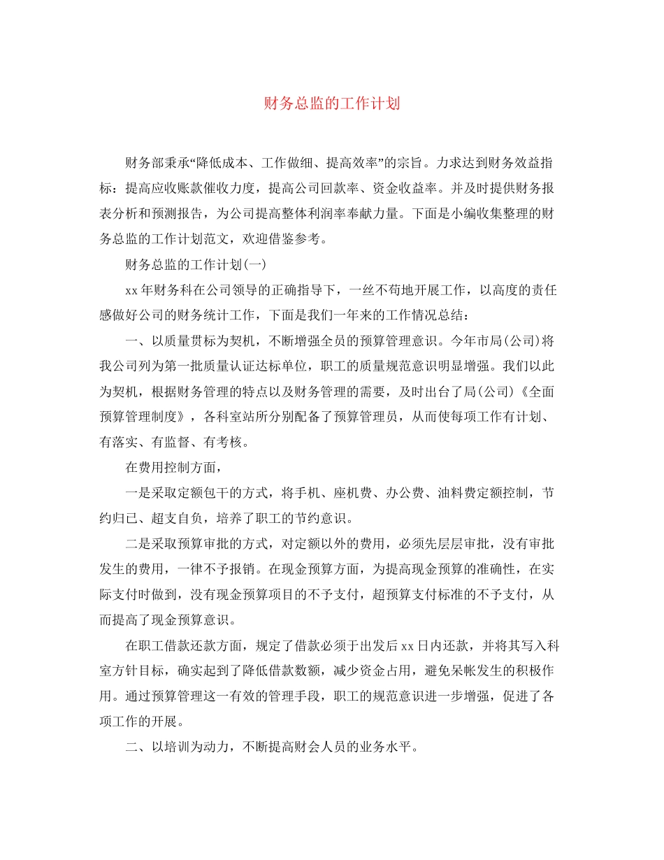 财务总监的工作计划_第1页