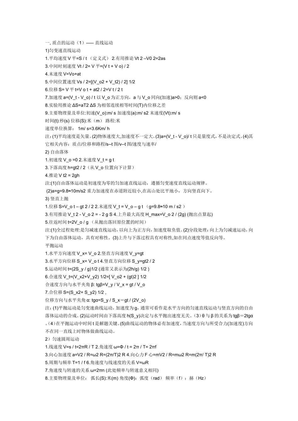 高一物理必修1公式总结[1][1]_第1页