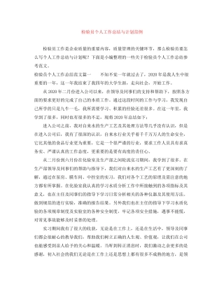 检验员个人工作总结与计划范例