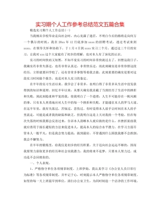 实习期个人工作参考总结范文五篇合集 