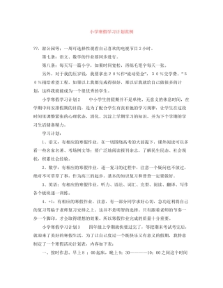 小学寒假学习计划范例