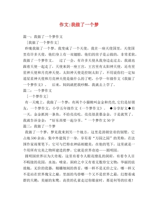 作文-我做了一个梦 