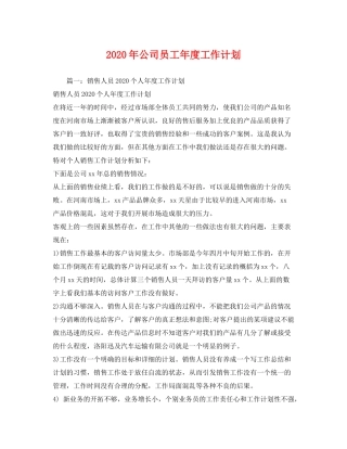 2020年公司员工年度工作计划