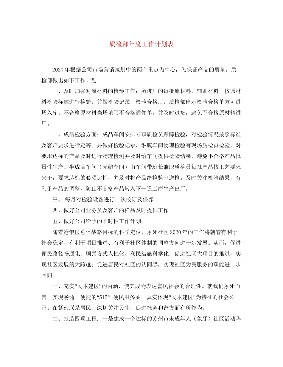 质检部年度工作计划表_第1页