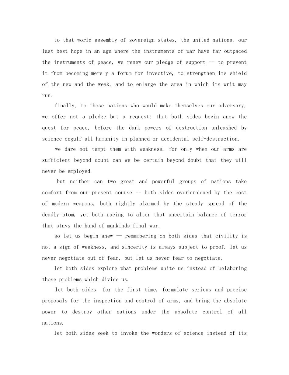 《Inaugural Address》英语演讲稿 _第3页