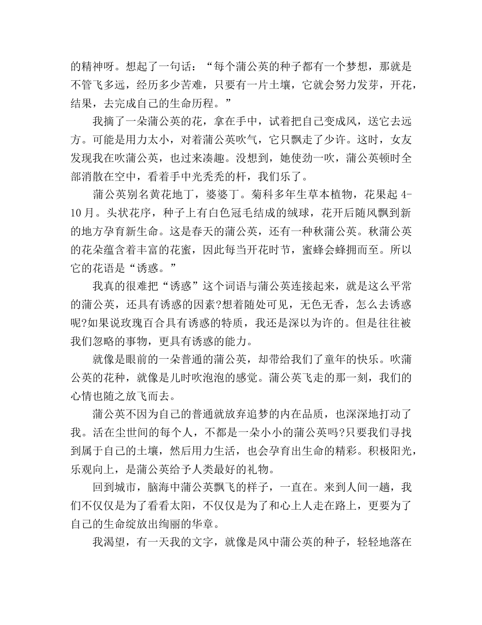 散文蒲公英 _第2页