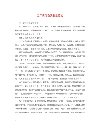 工厂实习自我鉴定范文 