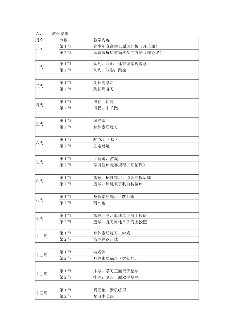 体育课教学计划_第2页