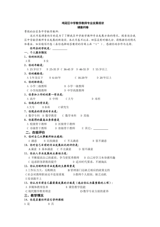 鸡冠区中学数学教师专业发展现状