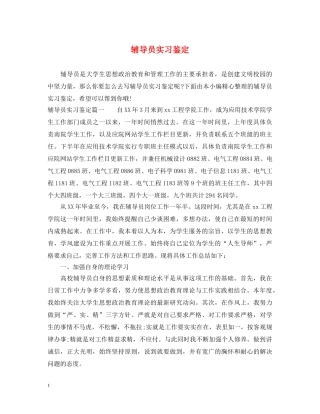 辅导员实习鉴定 