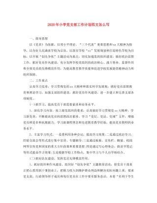 2020年小学党支部工作计划范文怎么写