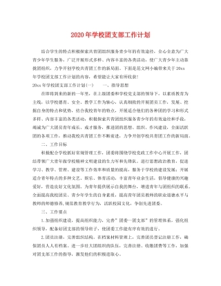 2020年学校团支部工作计划2