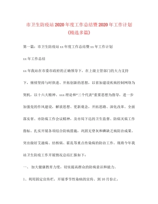 市卫生防疫站年度工作总结暨年工作计划精选多篇)