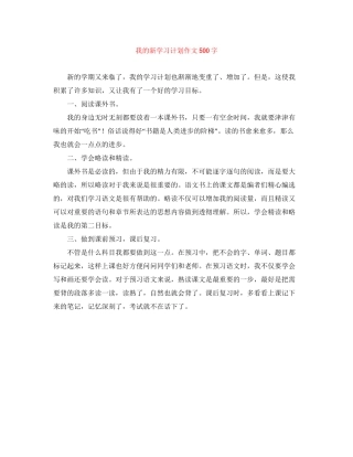 我的新学习计划作文500字