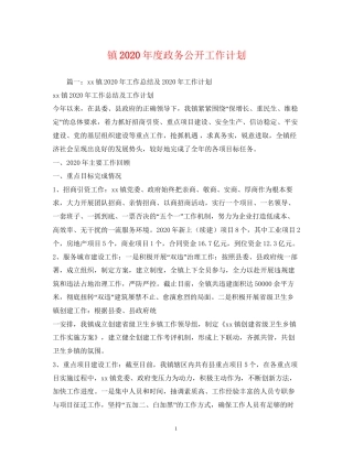 镇年度政务公开工作计划