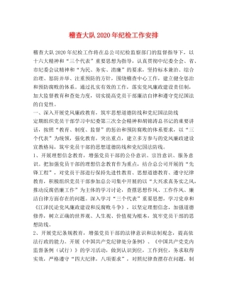 稽查大队2024年纪检工作安排 