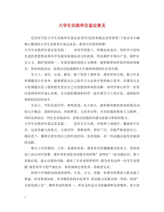 大学生实践单位鉴定意见 