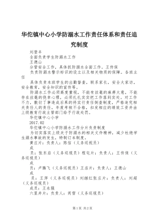 华佗镇中心小学防溺水工作责任体系和责任追究制度