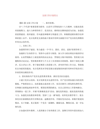 支部工作计划范文