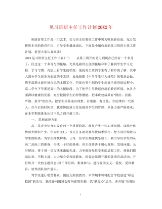 见习班班主任工作计划2