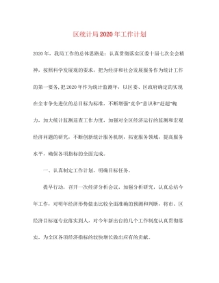 区统计局年工作计划