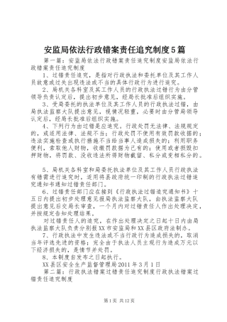 安监局依法行政错案责任追究制度5篇