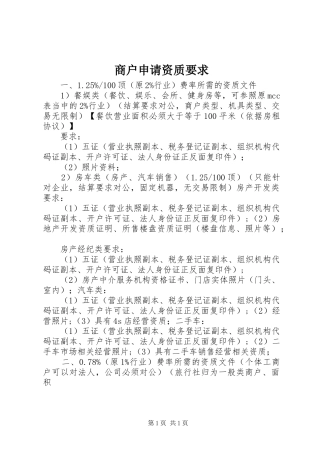 商户申请资质要求