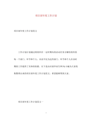 项目部年度工作计划