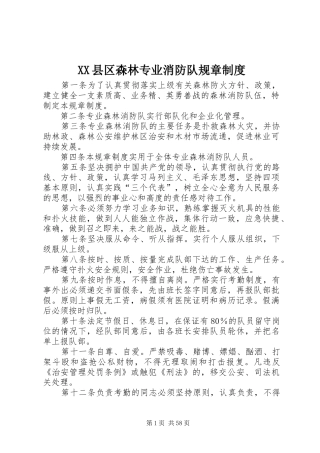 XX县区森林专业消防队规章制度