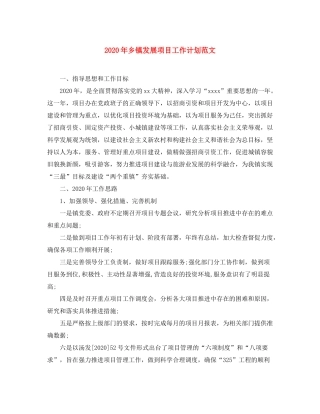 2020年乡镇发展项目工作计划范文