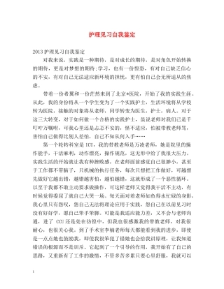 护理见习自我鉴定 