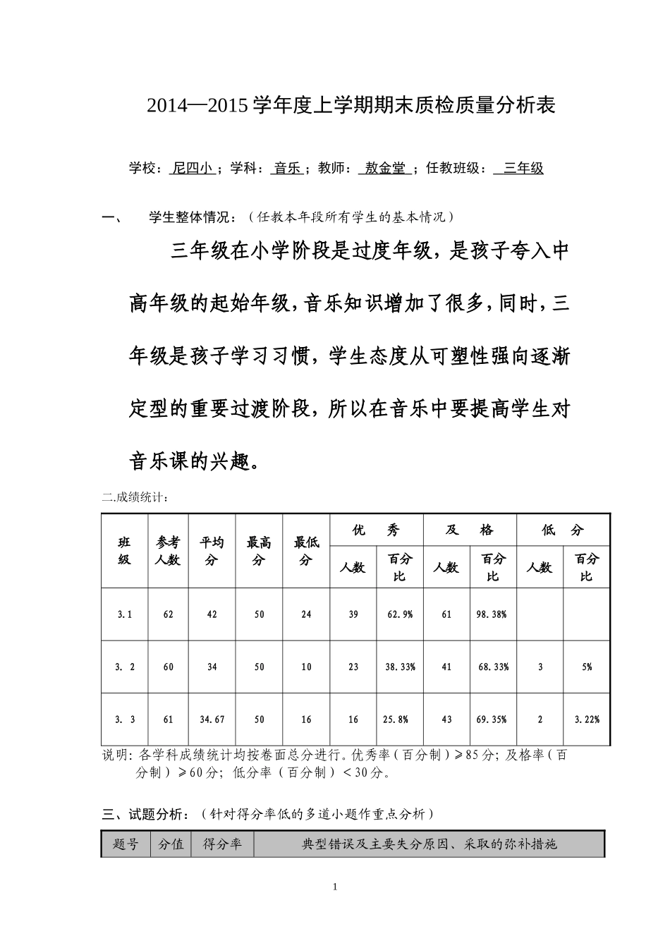 2014-2015三年质量分析_第1页