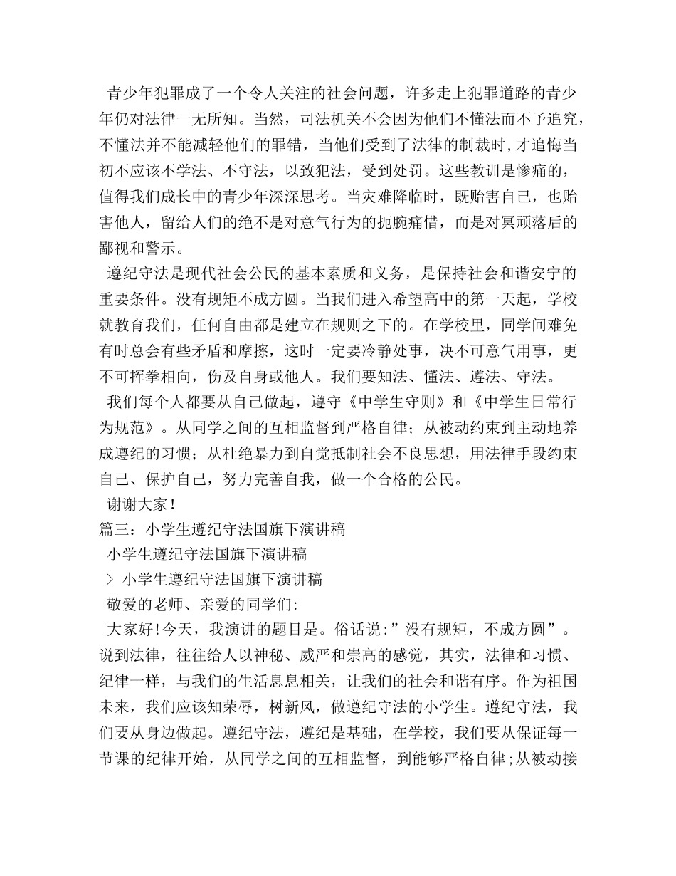 遵纪守法国旗下讲话稿 _第3页