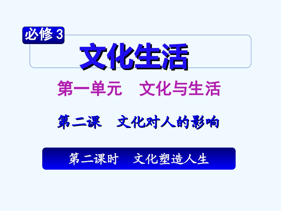【学海导航】湖南省2011届高考政治总复习 第一单元第二课第二课时文化塑造人生课件 新人教版必修3_第2页