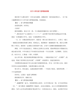 关于小学生放飞梦想演讲稿范文大全 