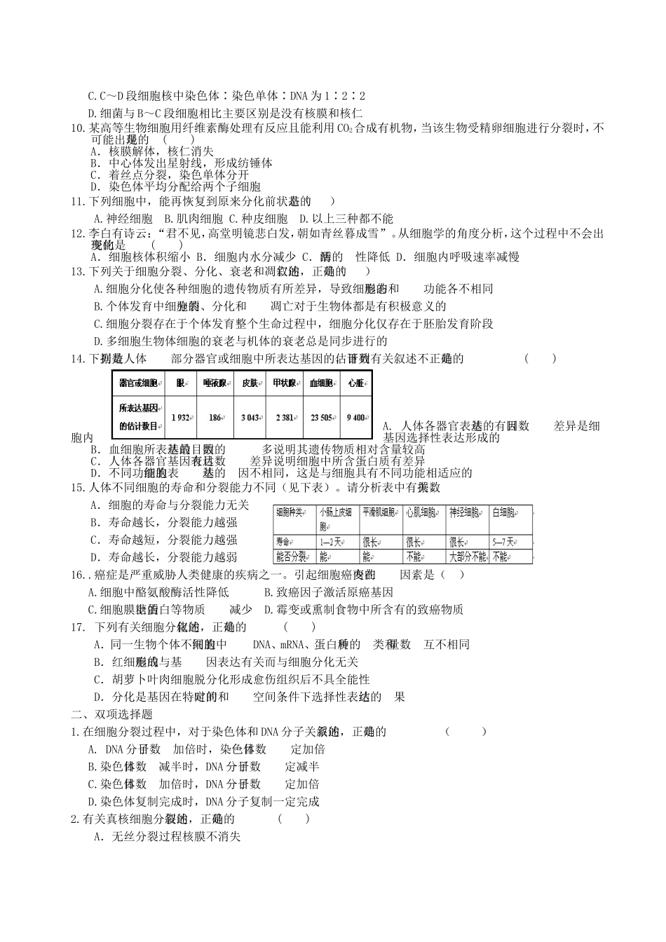 生物必修一第六章试题[1]_第2页