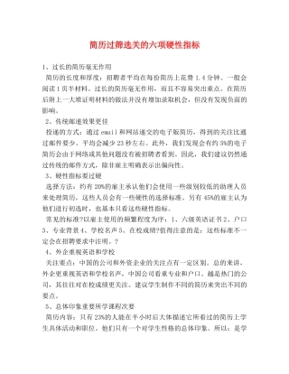 简历过筛选关的六项硬性指标 