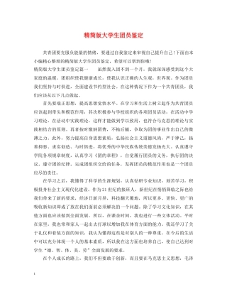 精简版大学生团员鉴定 