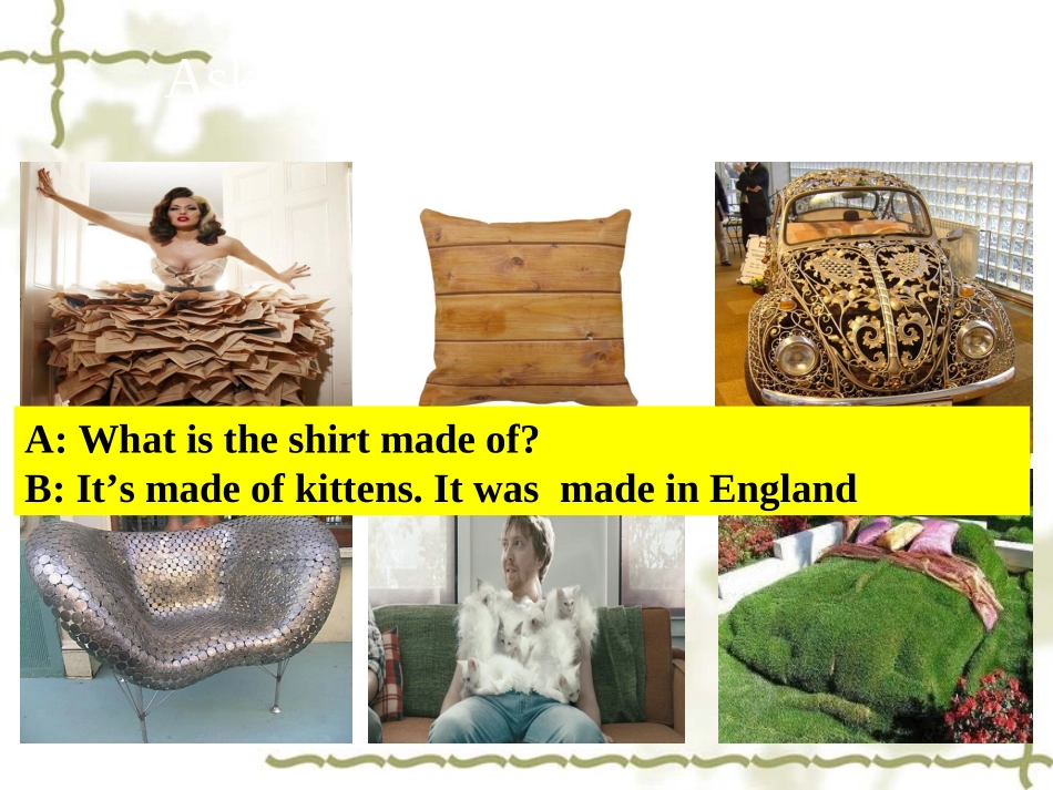 人教版英语九年级unit5Whataretheshirtsmadeof教学课件（Period2）_第3页