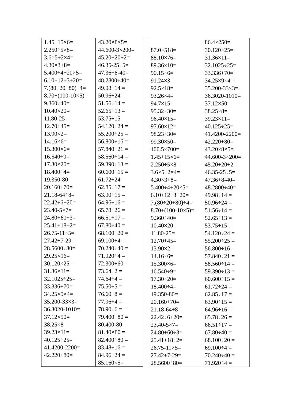 小学五年级数学口算千题_第1页
