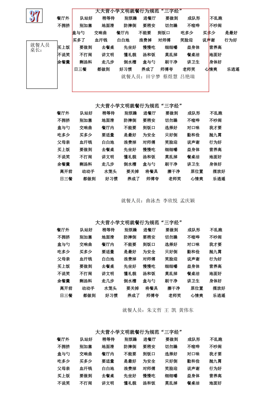 大夫营小学文明就餐行为规范_第1页
