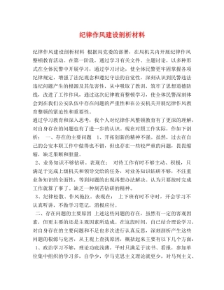 纪律作风建设剖析材料 