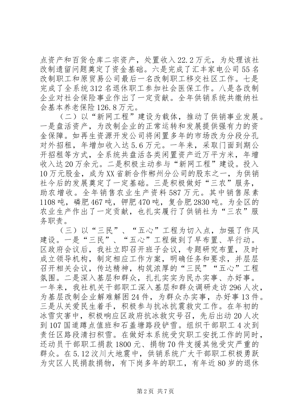 供销社工作总结及工作意见_第2页