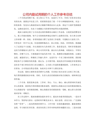 公司内勤试用期的个人工作参考总结 