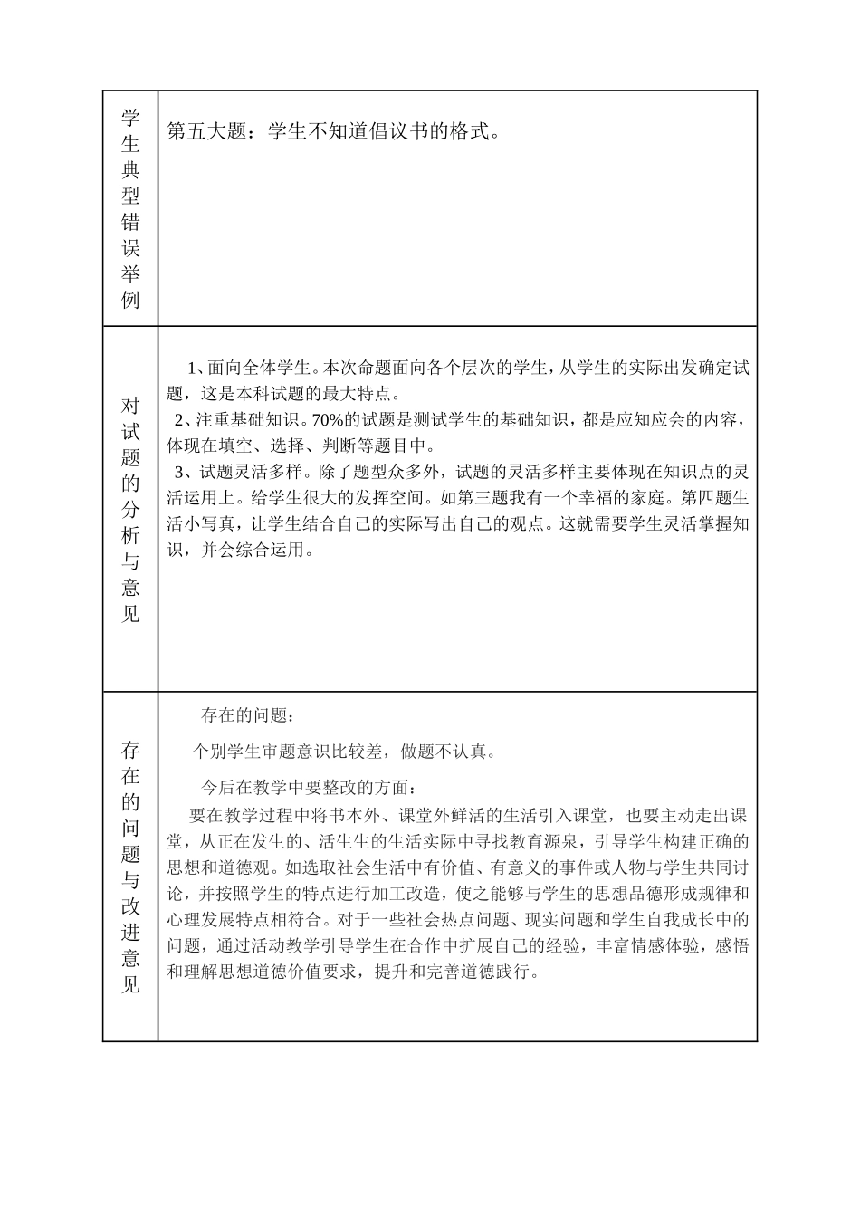 品德与社会卷面分析_第2页